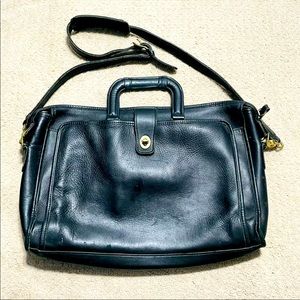 Vintage Coach Briefcase Black Leather Laptop Messenger Bag Unisex 5291